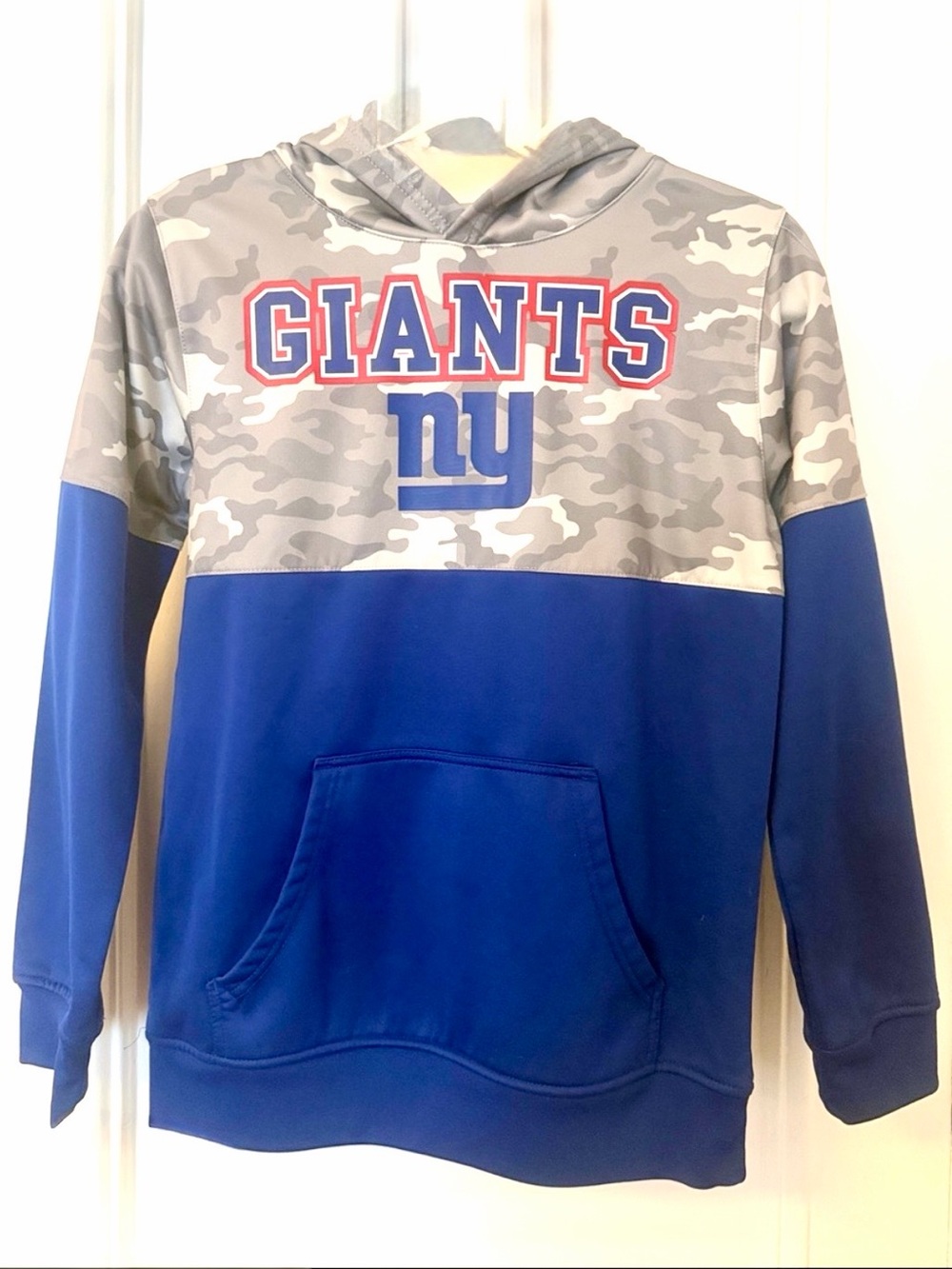 NFL Youth New York Giants Blue and Gray Camo Hoodie